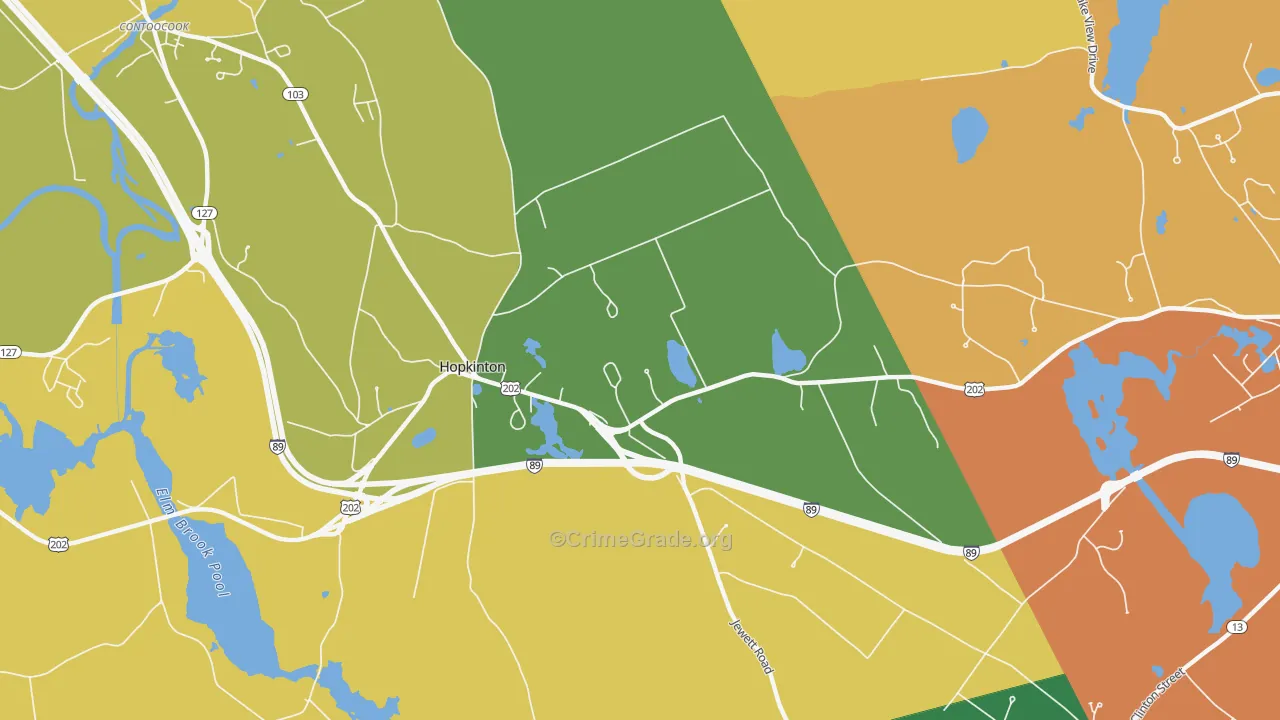 Hopkinton, NH Map of Drug-Related Crime Rates