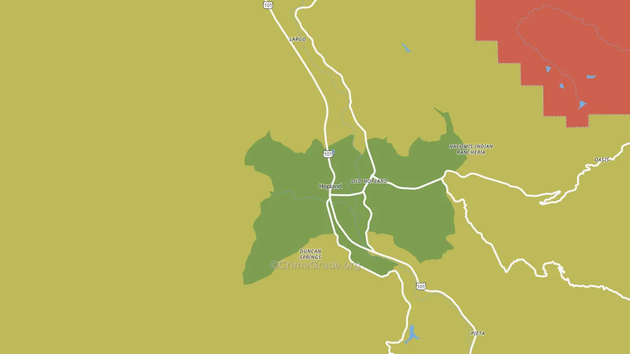 Hopland, CA Map of Drug-Related Crime Rates