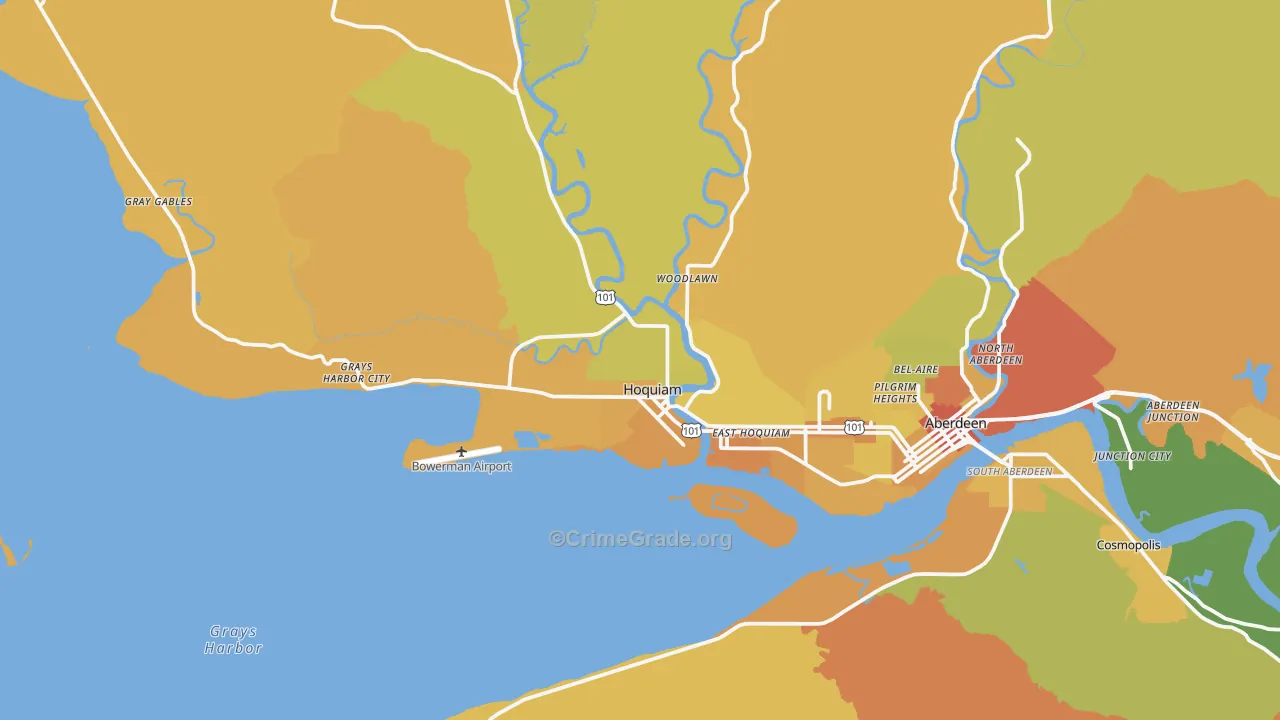 Hoquiam, WA Map of Drug-Related Crime Rates