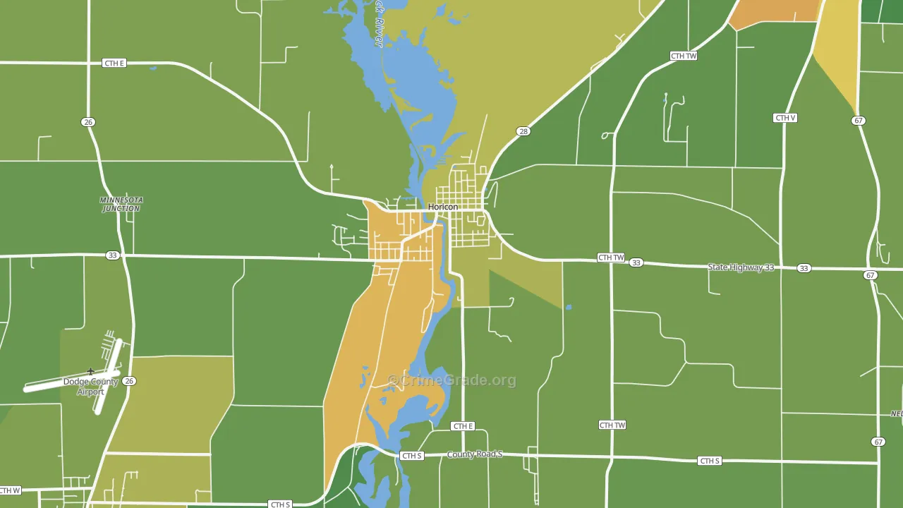 Horicon, WI Map of Drug-Related Crime Rates