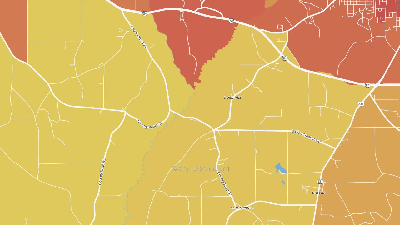 Horn Hill, AL Map of Drug-Related Crime Rates