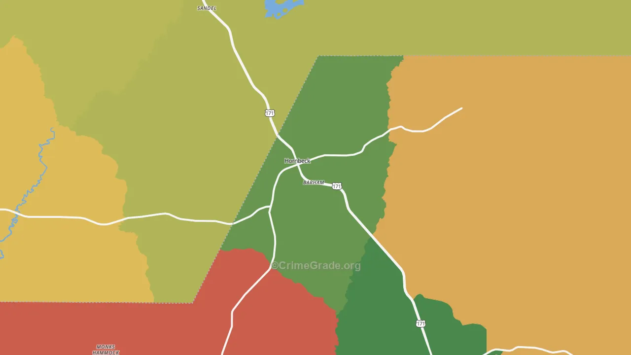 Hornbeck, LA Map of Drug-Related Crime Rates