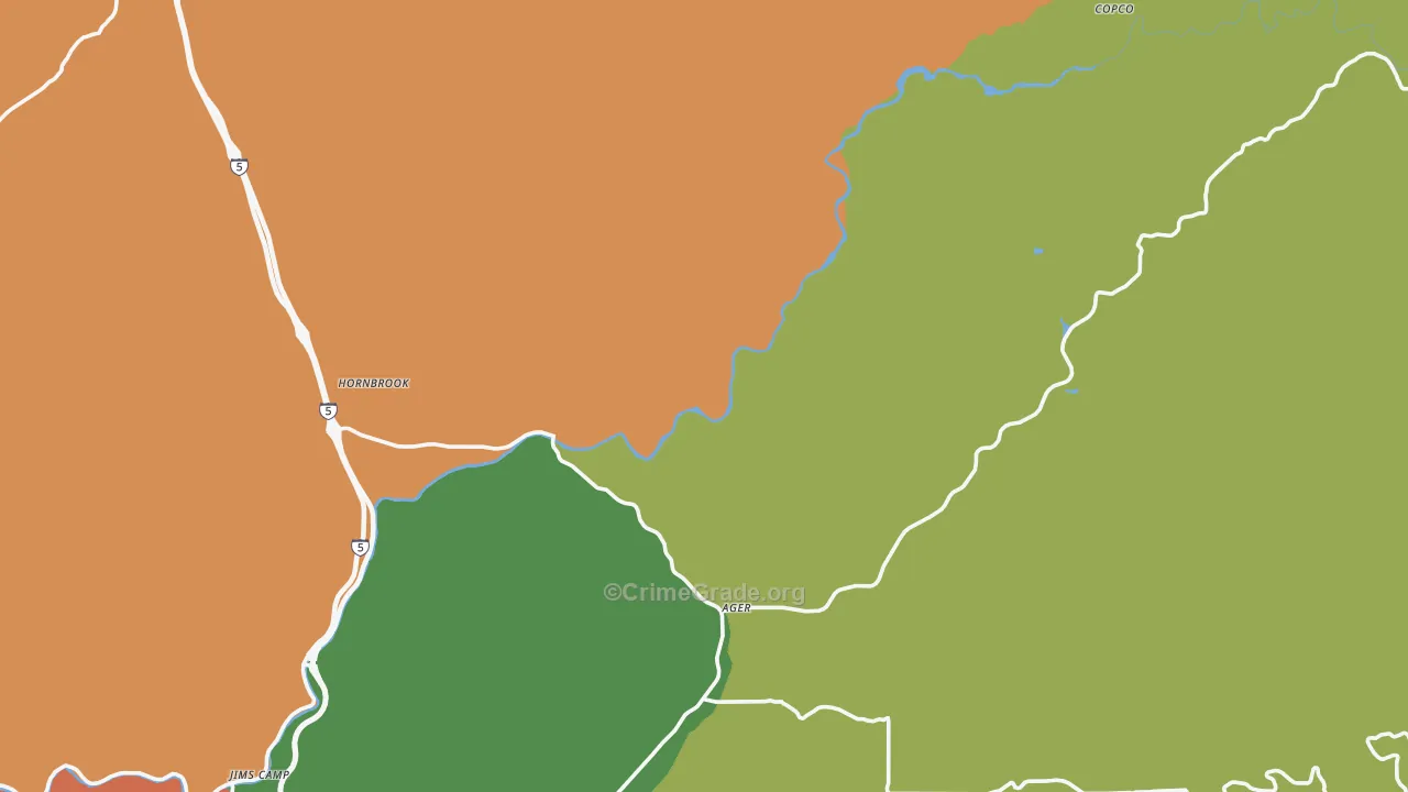 Hornbrook, CA Map of Drug-Related Crime Rates