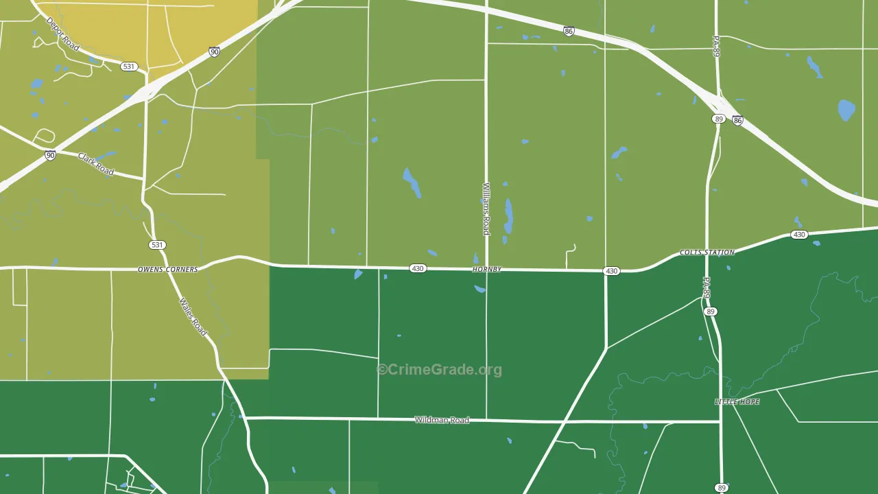 Hornby, PA Map of Drug-Related Crime Rates