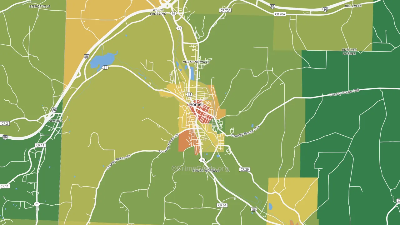 Hornell, NY Map of Drug-Related Crime Rates