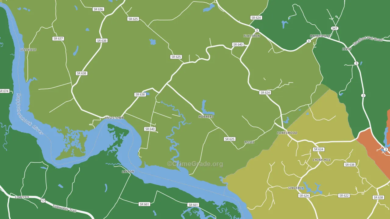 Horners, VA Map of Drug-Related Crime Rates
