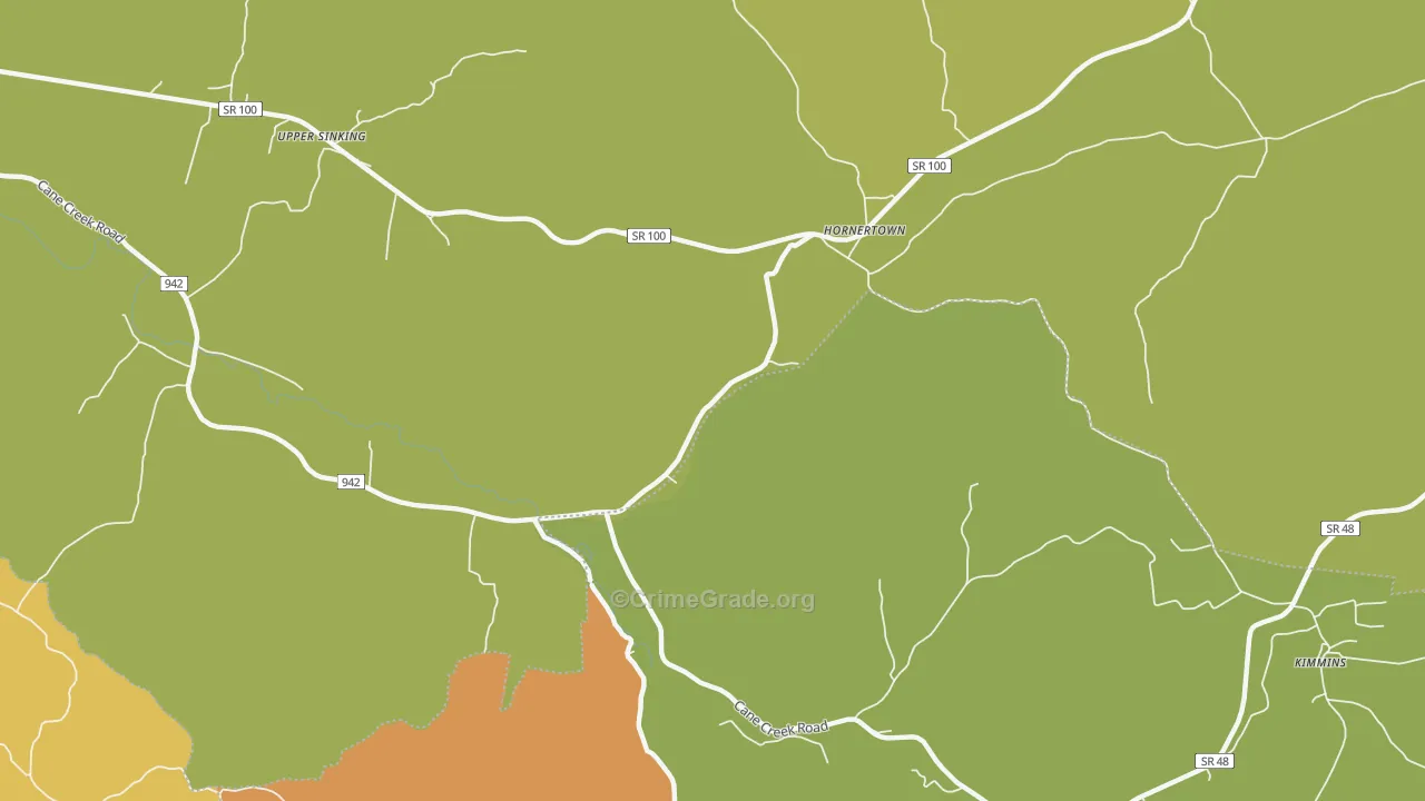 Hornertown, TN Map of Drug-Related Crime Rates