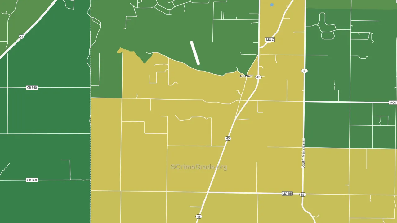 Hornet, MO Map of Drug-Related Crime Rates