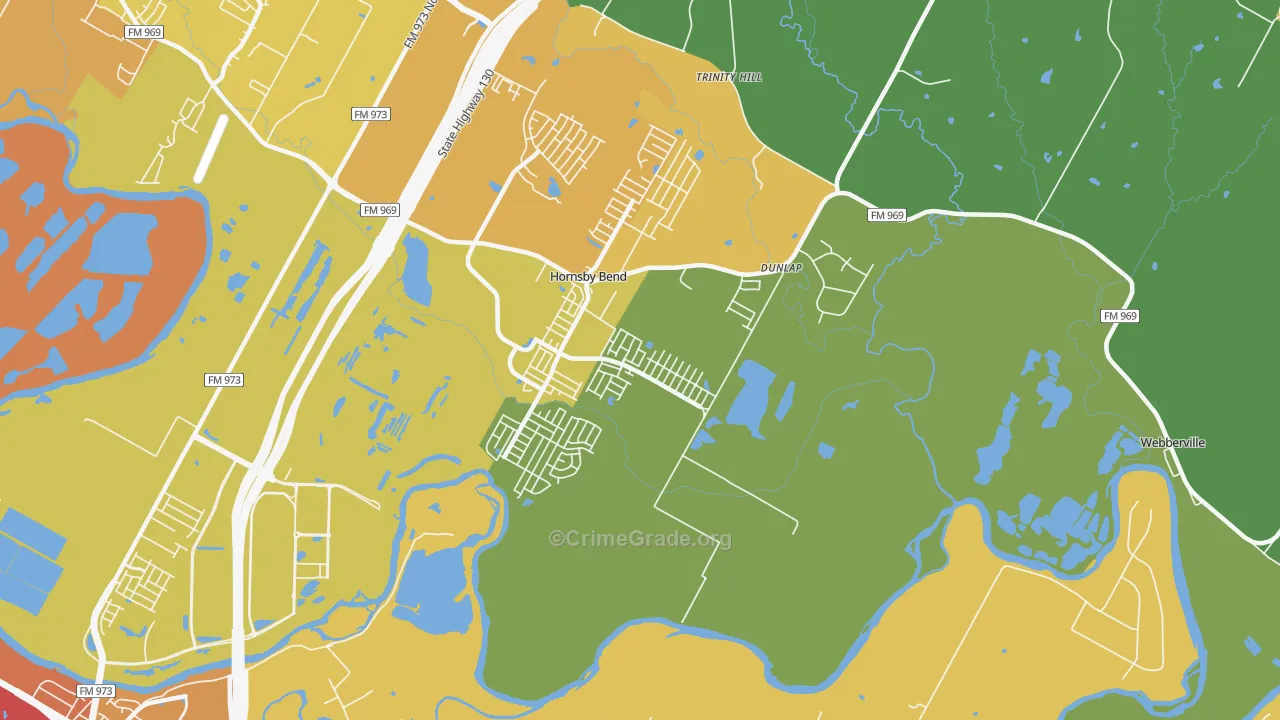 Hornsby Bend, TX Map of Drug-Related Crime Rates
