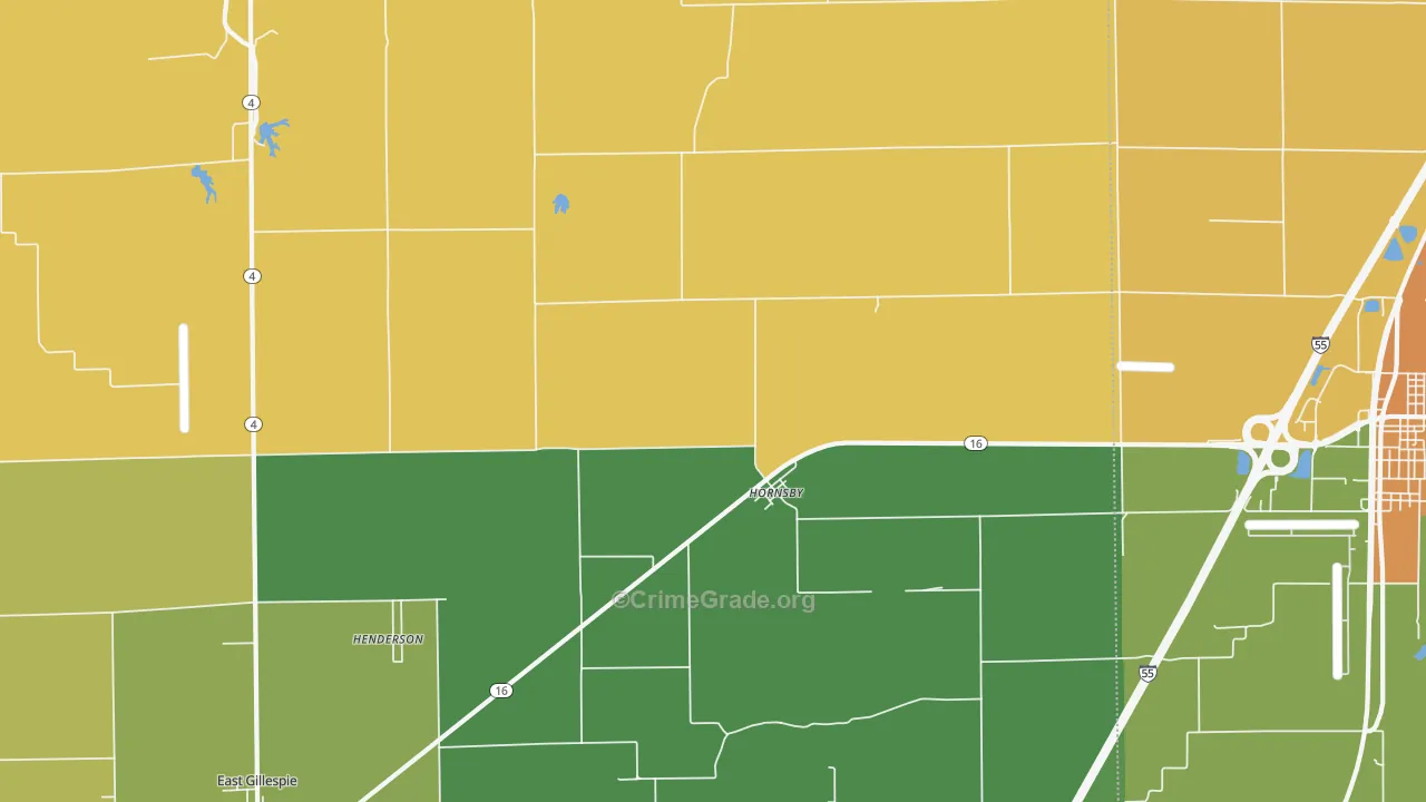 Hornsby, IL Map of Drug-Related Crime Rates