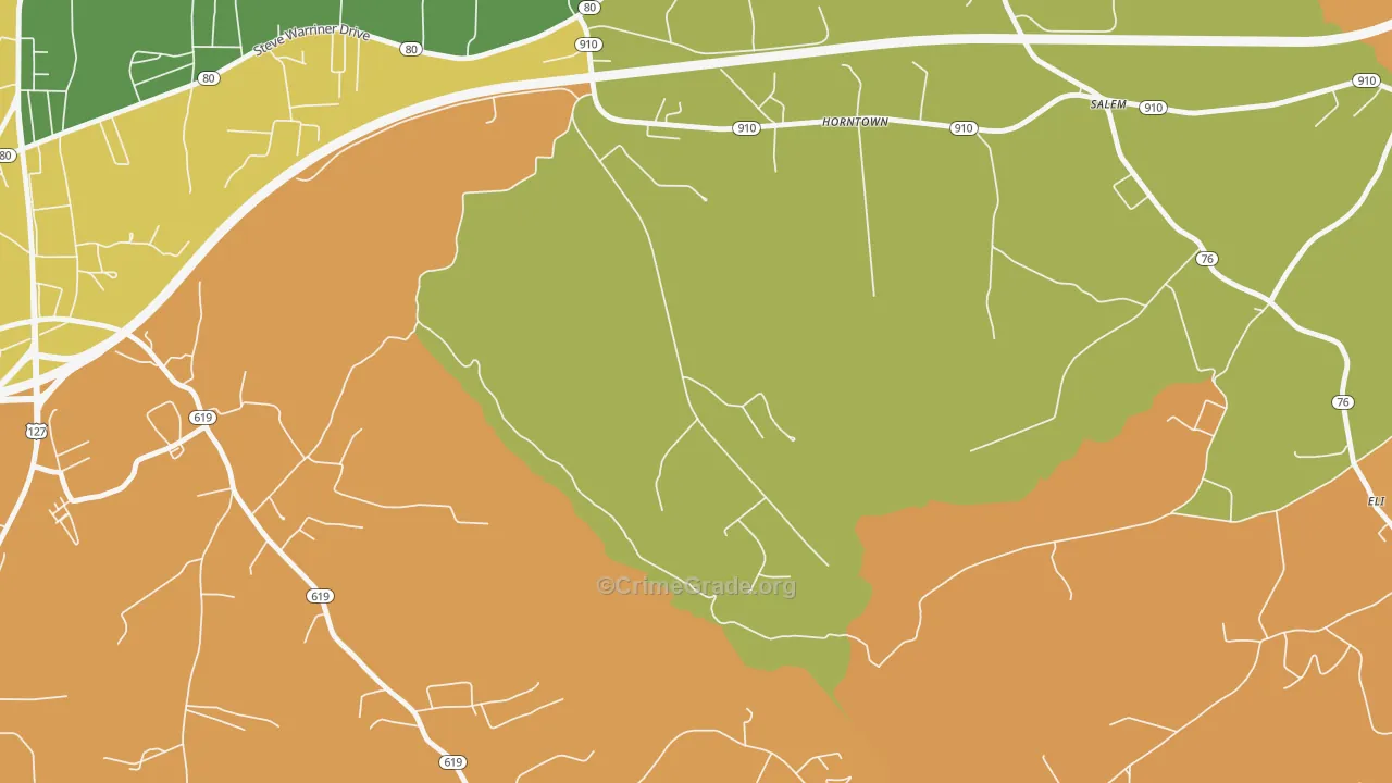Horntown, KY Map of Drug-Related Crime Rates