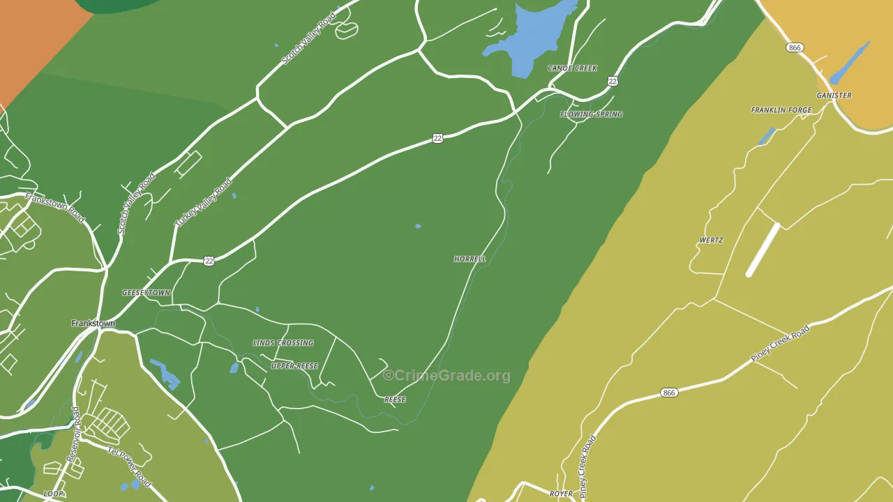 Horrell, PA Map of Drug-Related Crime Rates