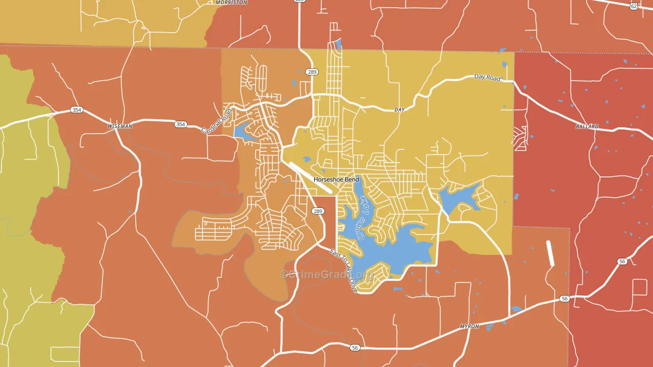 Horseshoe Bend, AR Map of Drug-Related Crime Rates