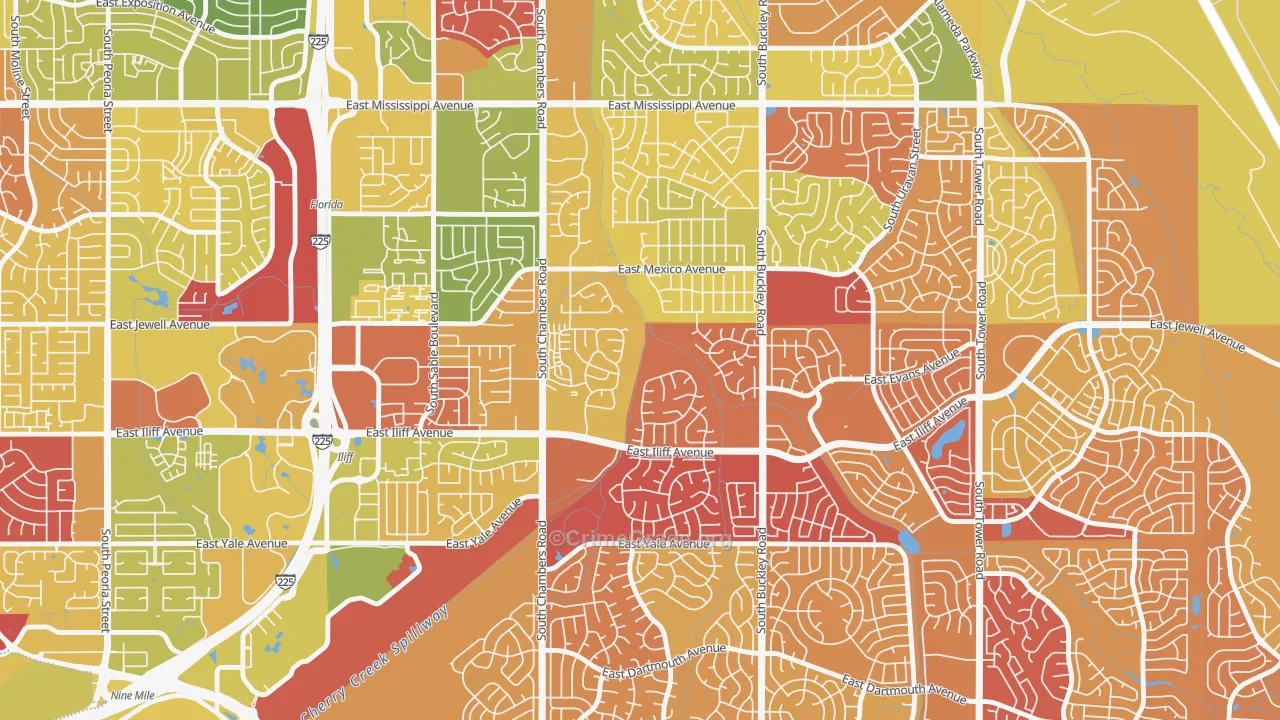 Horseshoe Park, Aurora, CO Map of Drug-Related Crime Rates