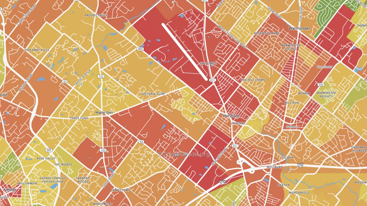 Horsham, PA Map of Drug-Related Crime Rates