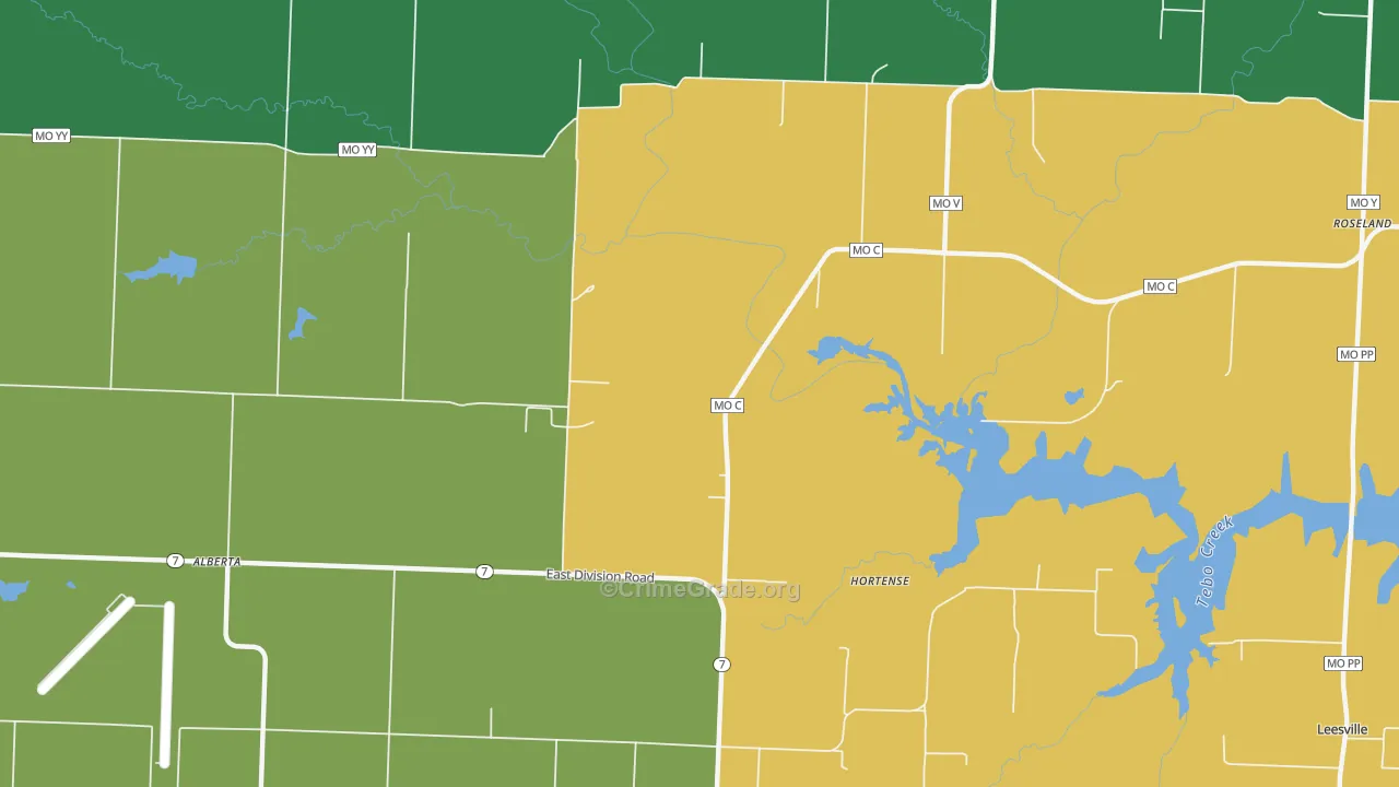 Hortense, MO Map of Drug-Related Crime Rates