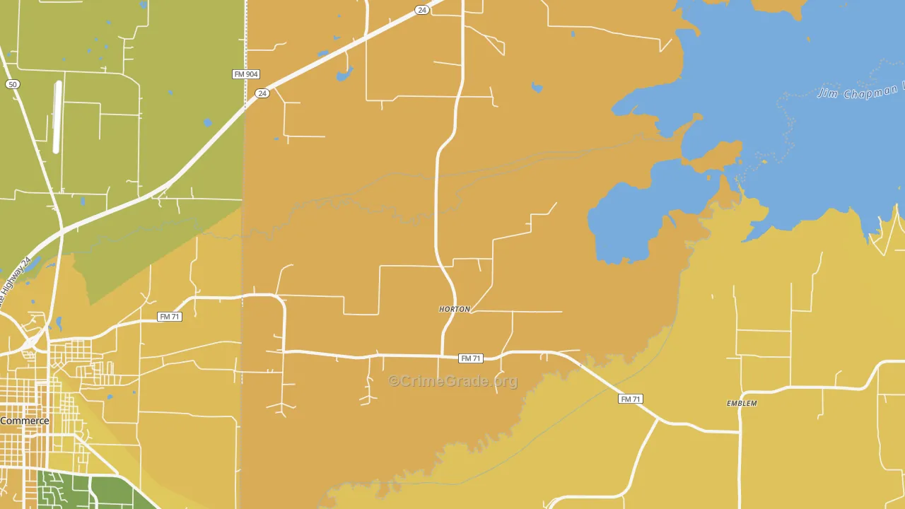 Horton, TX Map of Drug-Related Crime Rates