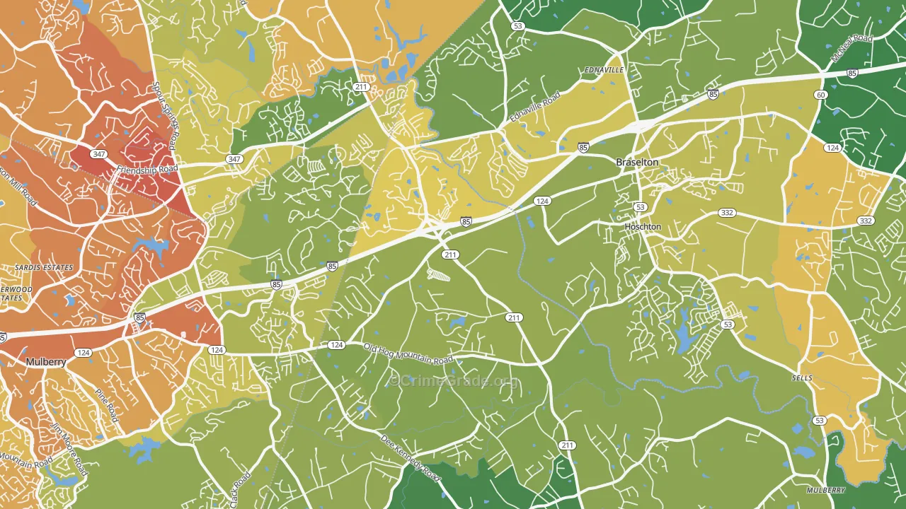 Hoschton, GA Map of Drug-Related Crime Rates