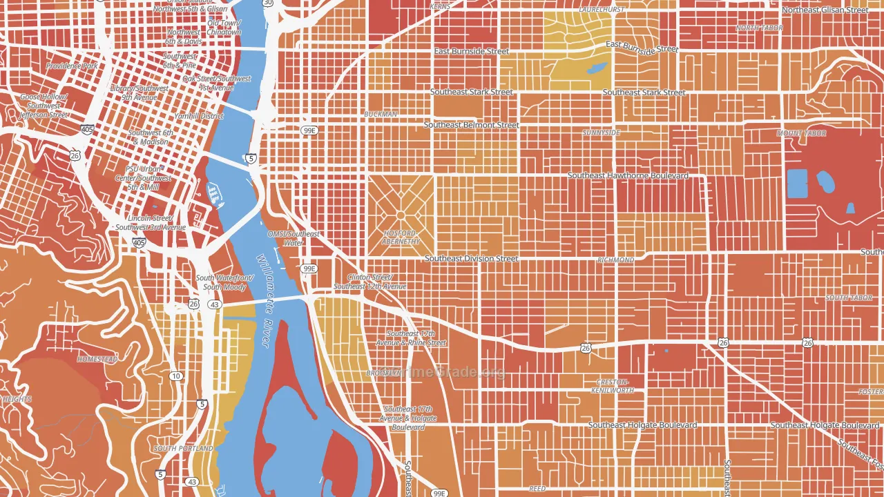 Hosford-Abernethy, Portland, OR Map of Drug-Related Crime Rates