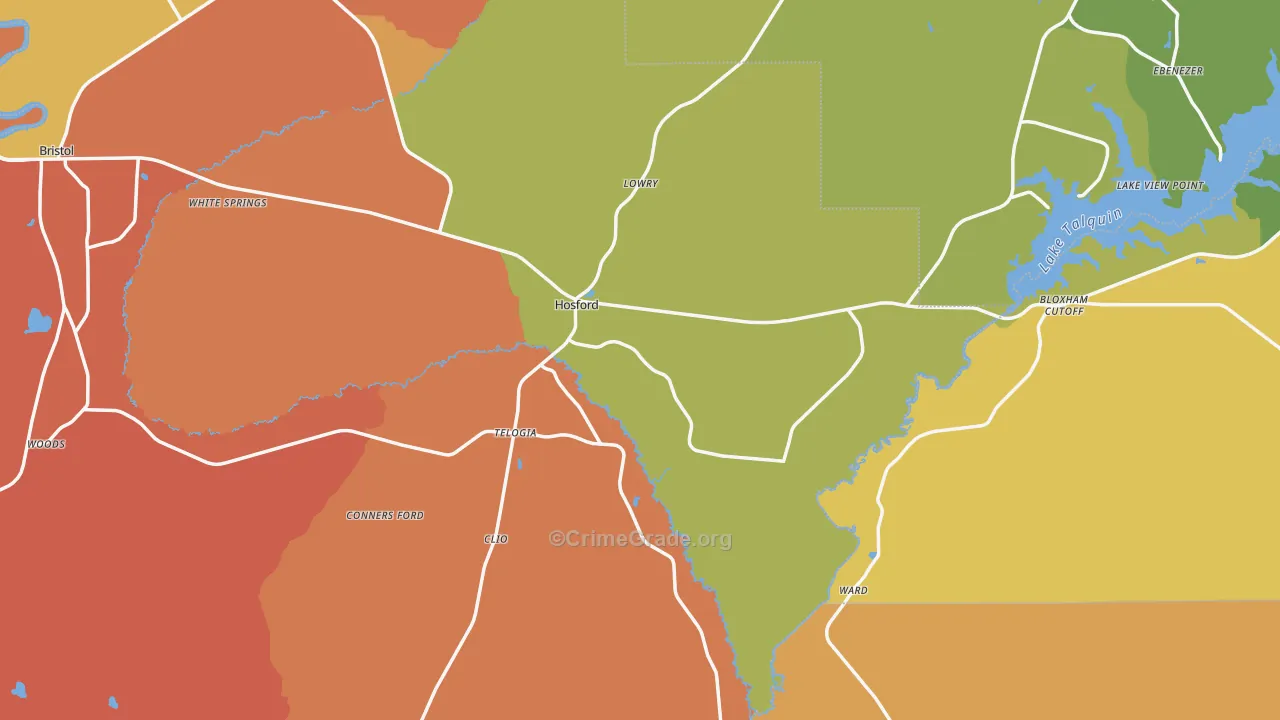 Hosford, FL Map of Drug-Related Crime Rates