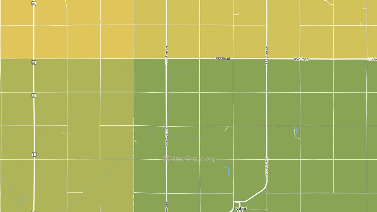 Hoskins, NE Map of Drug-Related Crime Rates