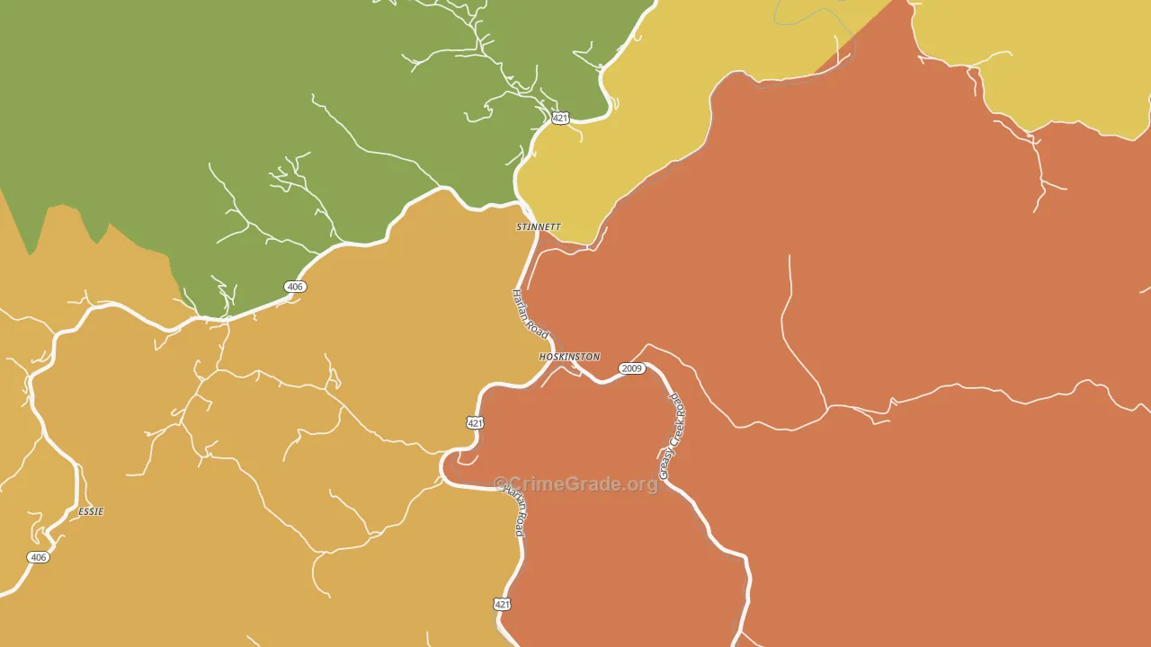Hoskinston, KY Map of Drug-Related Crime Rates
