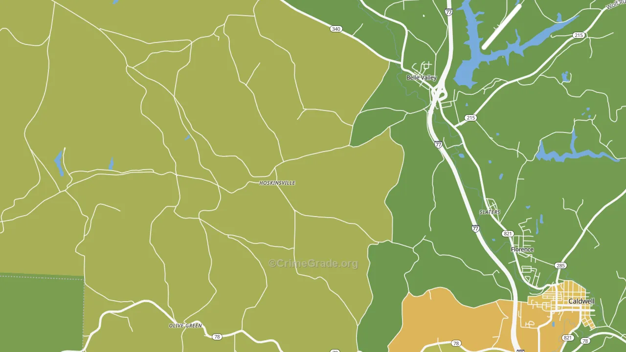 Hoskinsville, OH Map of Drug-Related Crime Rates