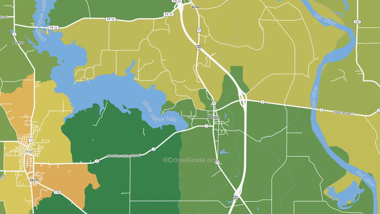 Hosston, LA Map of Drug-Related Crime Rates