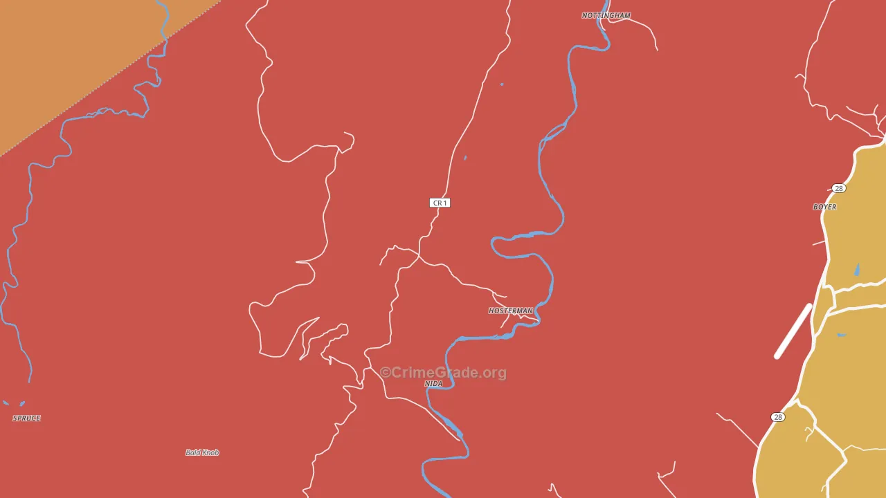 Hosterman, WV Map of Drug-Related Crime Rates