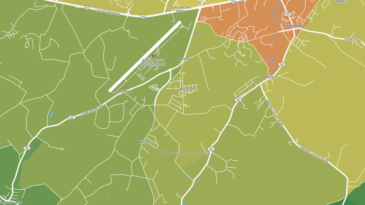 Hostetter, PA Map of Drug-Related Crime Rates