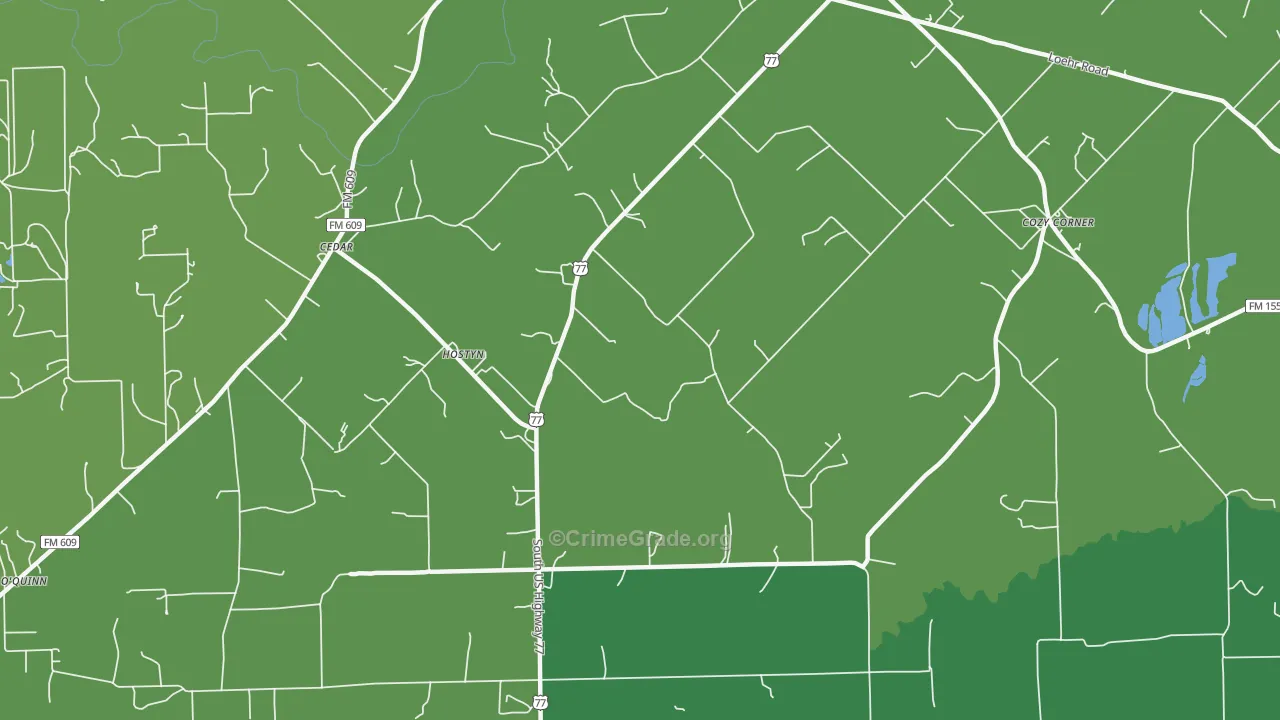 Hostyn, TX Map of Drug-Related Crime Rates