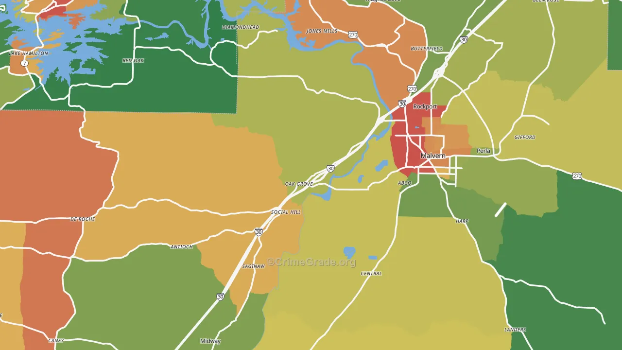 Hot Spring County, AR Map of Drug-Related Crime Rates