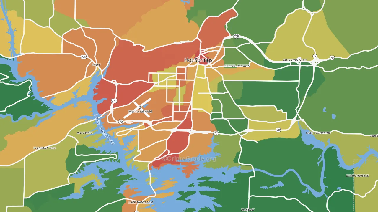 Hot Springs, AR Map of Drug-Related Crime Rates