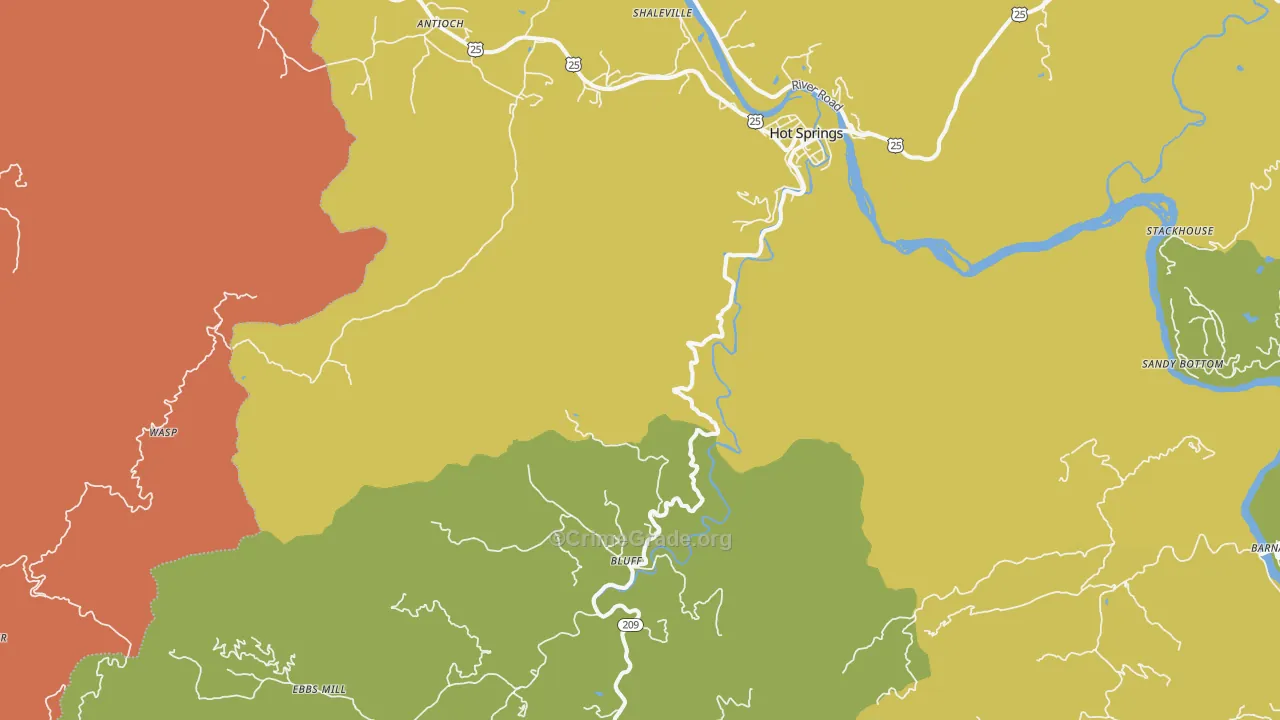 Hot Springs, NC Map of Drug-Related Crime Rates