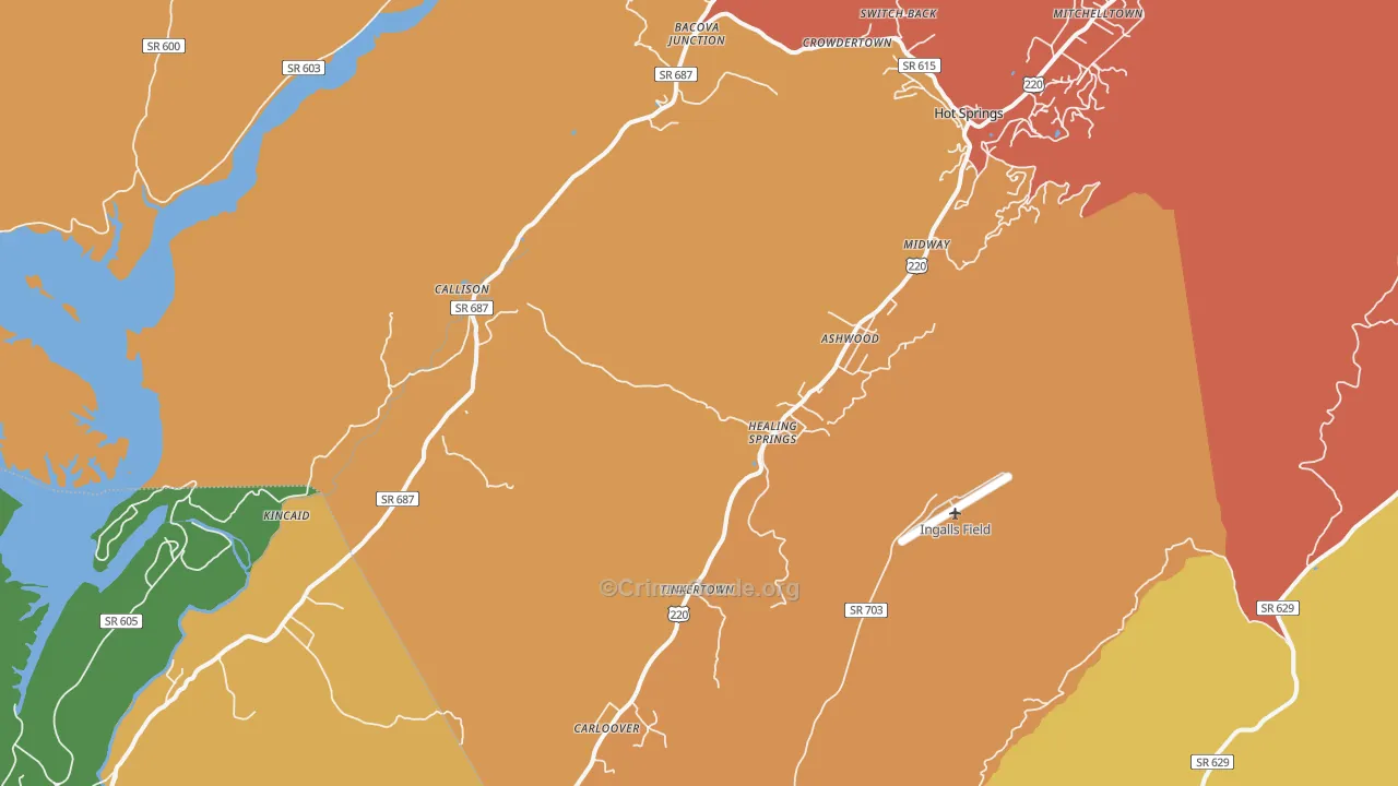Hot Springs, VA Map of Drug-Related Crime Rates