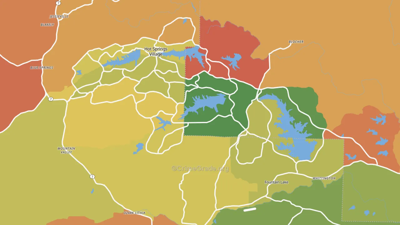 Hot Springs Village, AR Map of Drug-Related Crime Rates