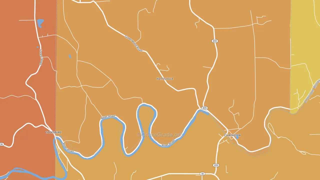 Hottelville, PA Map of Drug-Related Crime Rates