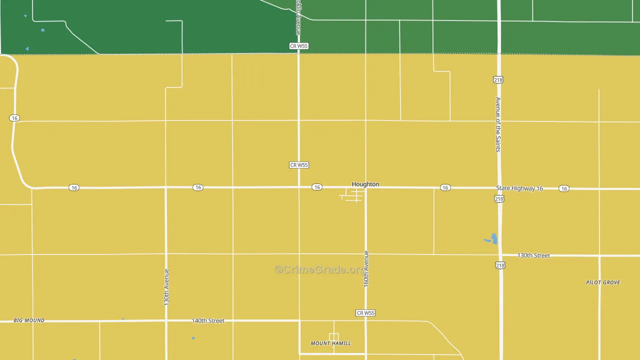 Houghton, IA Map of Drug-Related Crime Rates