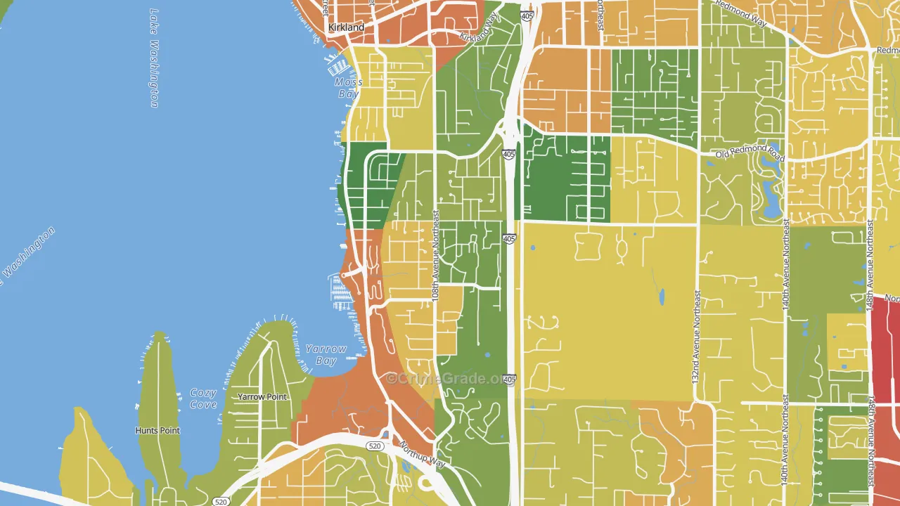 Houghton, Kirkland, WA Map of Drug-Related Crime Rates