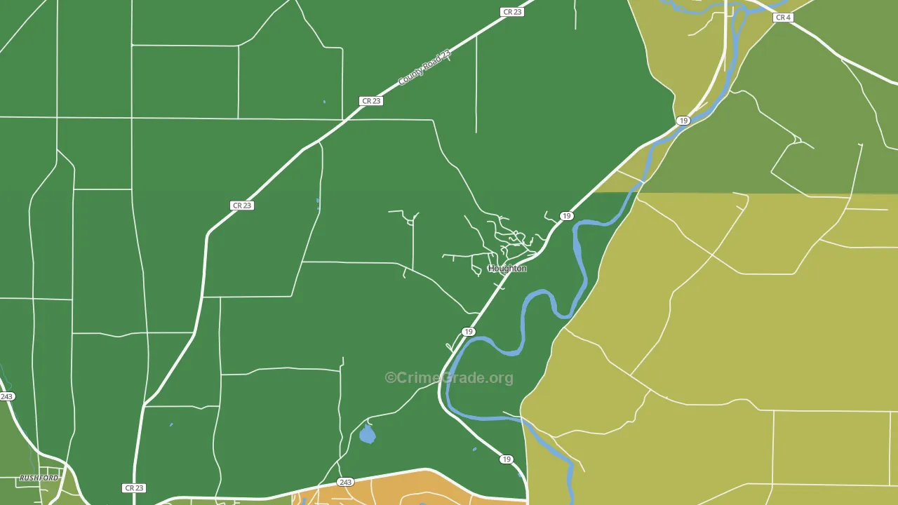 Houghton, NY Map of Drug-Related Crime Rates