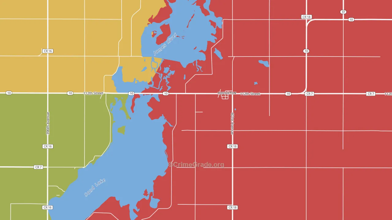 Houghton, SD Map of Drug-Related Crime Rates