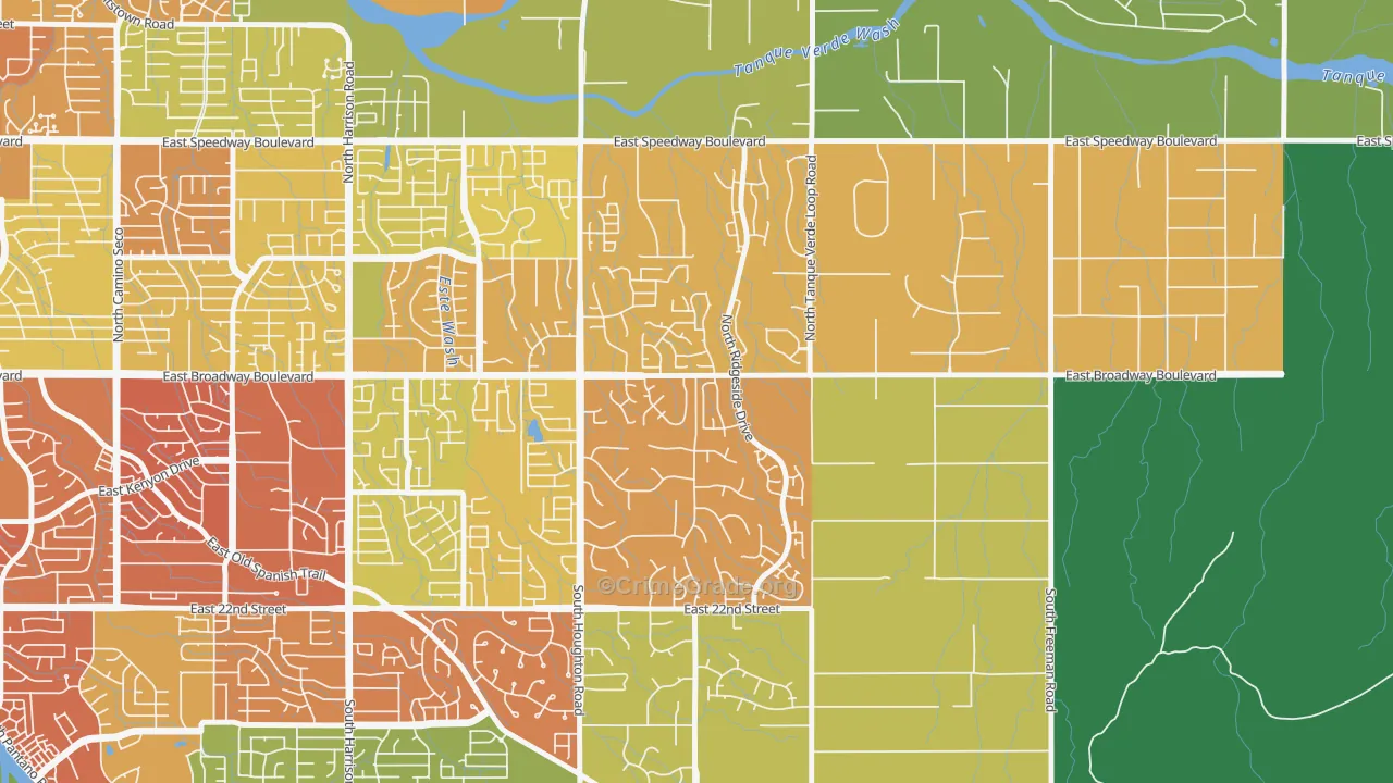 Houghton, Tucson, AZ Map of Drug-Related Crime Rates