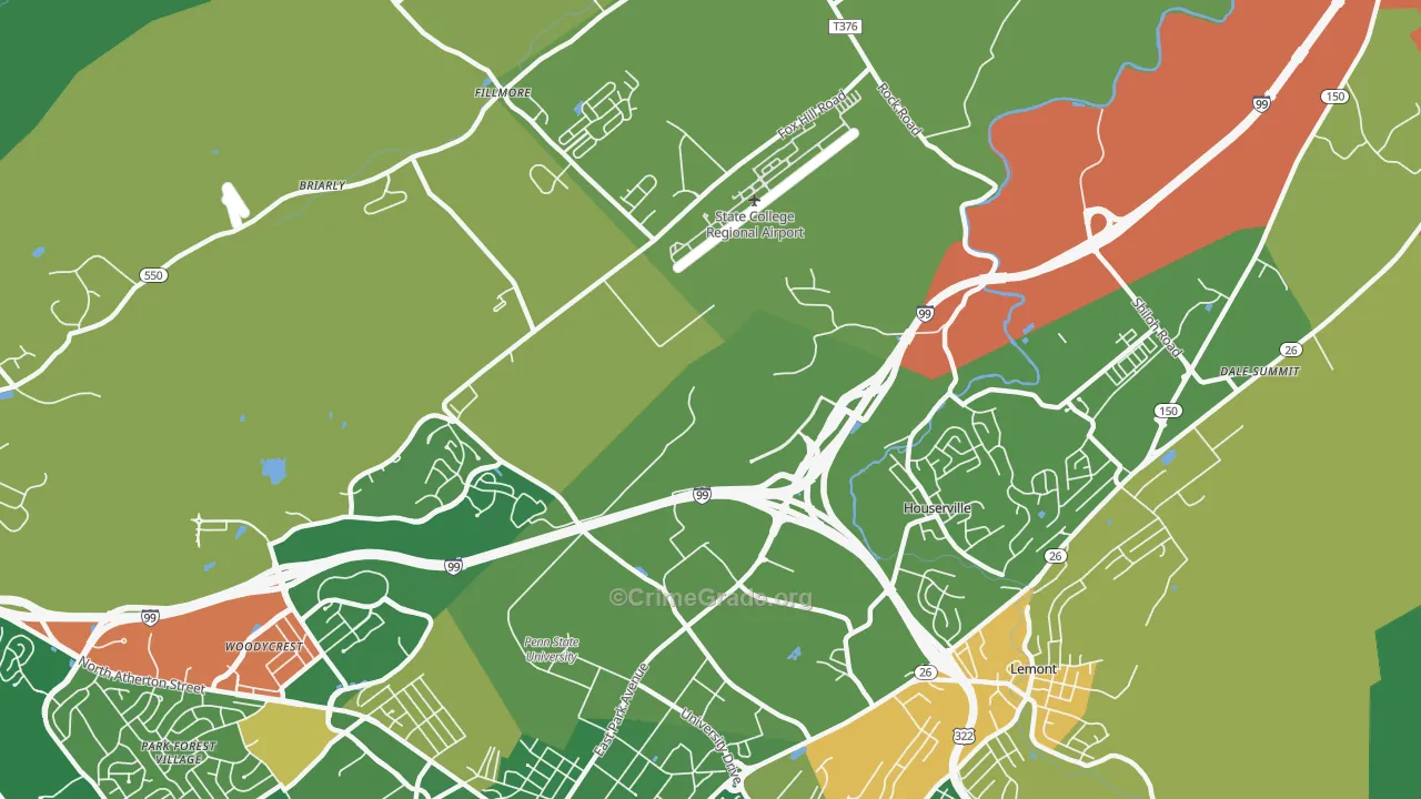 Houserville, PA Map of Drug-Related Crime Rates