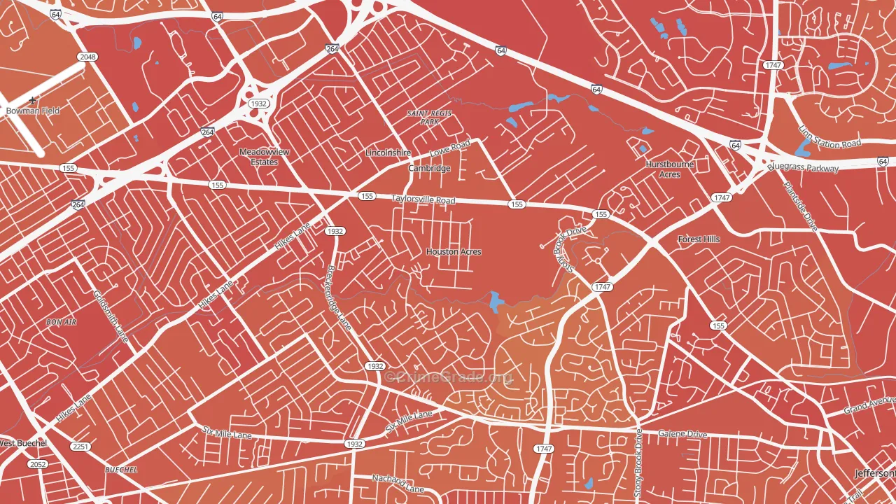 Houston Acres, KY Map of Drug-Related Crime Rates