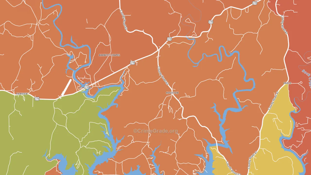 Houston, AL Map of Drug-Related Crime Rates