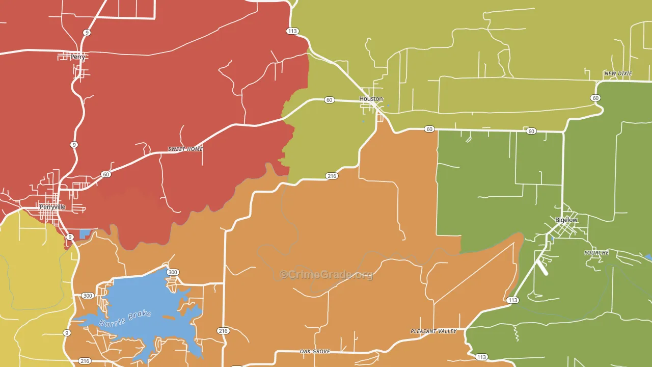 Houston, AR Map of Drug-Related Crime Rates