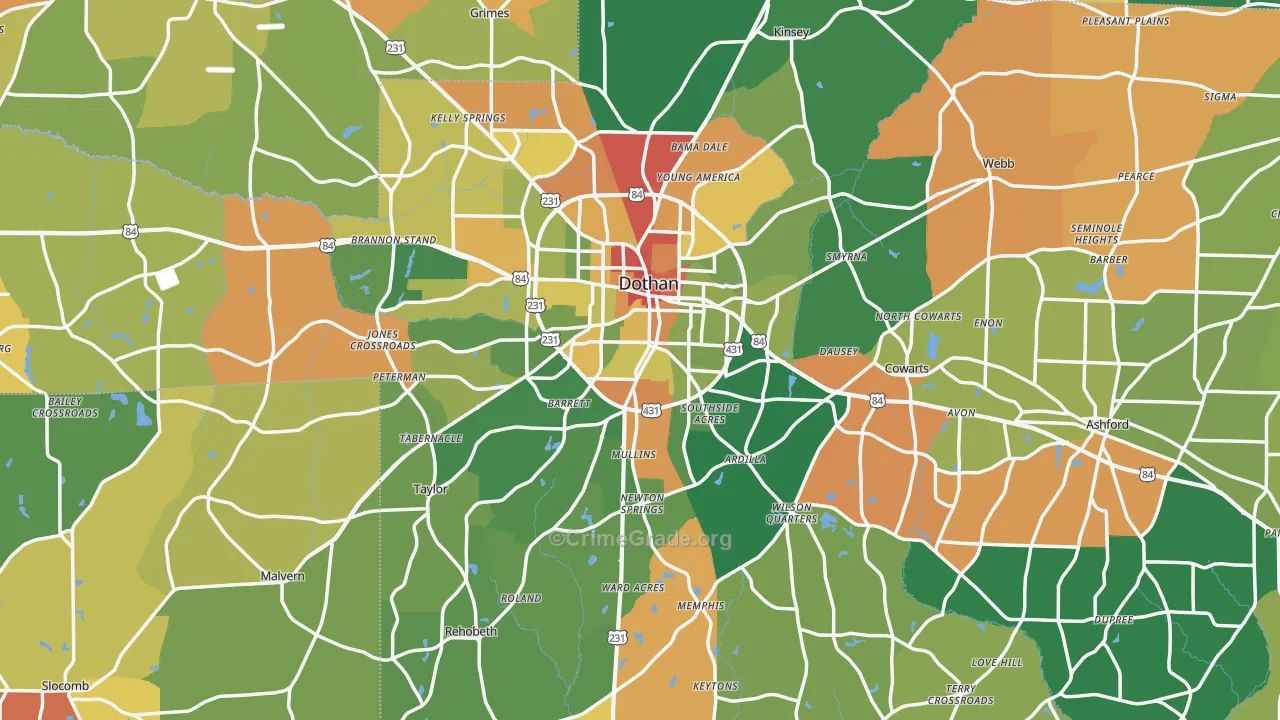 Houston County, AL Map of Drug-Related Crime Rates