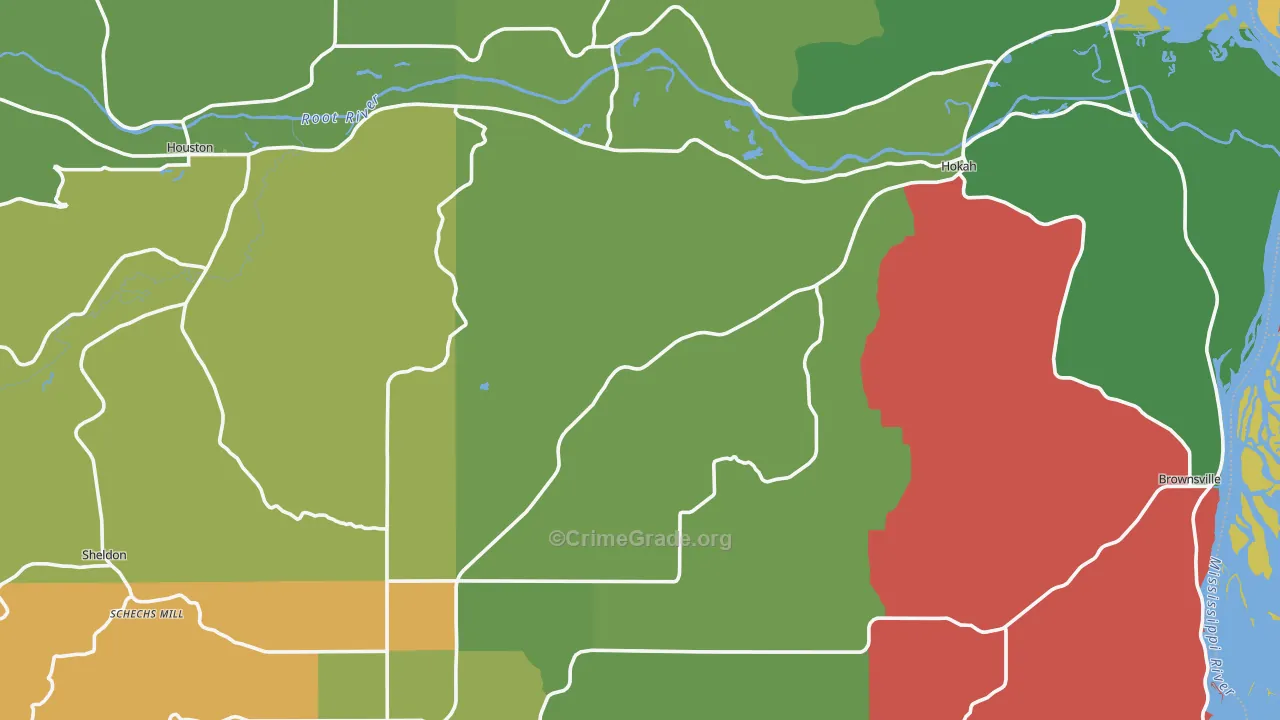 Houston County, MN Map of Drug-Related Crime Rates