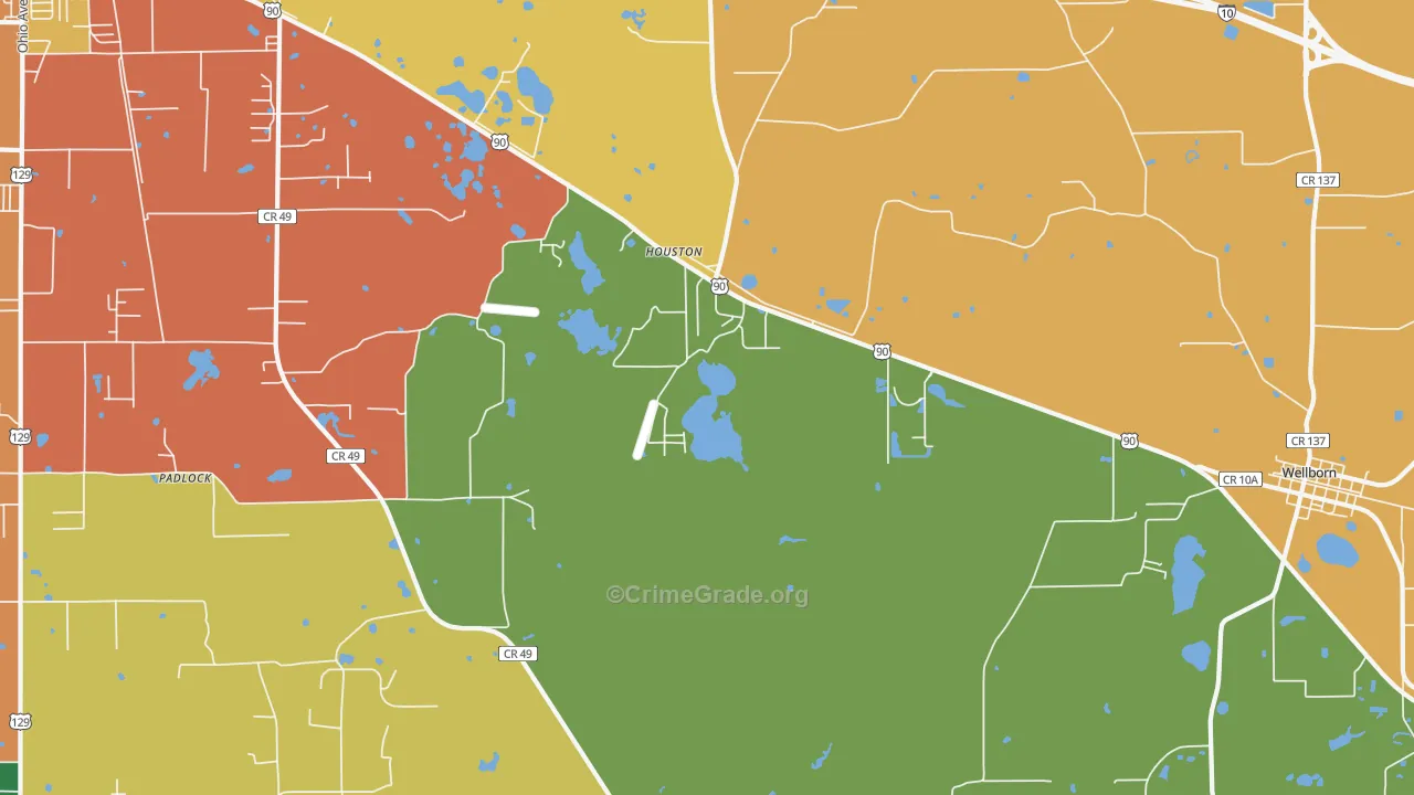Houston, FL Map of Drug-Related Crime Rates