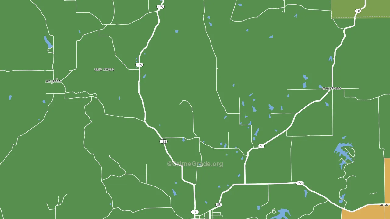 Houston, IN Map of Drug-Related Crime Rates